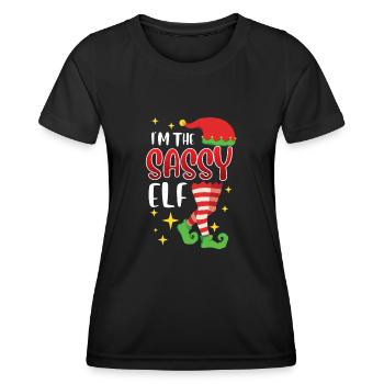 Elfe effronté Je suis l’elfe impertinent Nicolas - T-shirt sport Femme - noir - Devant - AI Model Female 172 light (172cm)