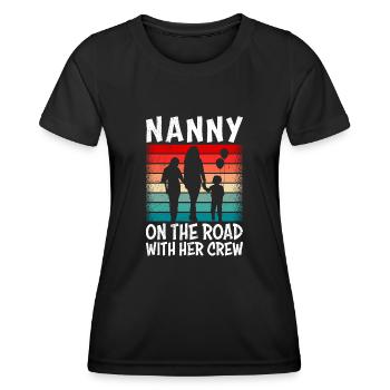 Assistante maternelle sur la route avec son équipage Assistante maternelle - T-shirt sport Femme - noir - Devant - AI Model Female 172 light (172cm)