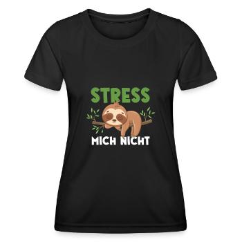 Faultier Stress Mich Nicht - Frauen Funktions-T-Shirt - Schwarz - Vorne - AI Model Female 172 light (172cm)