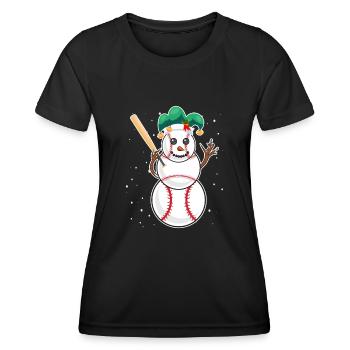 Baseball Schneemann Baseball Spieler Baseballer - Frauen Funktions-T-Shirt - Schwarz - Vorne - AI Model Female 172 light (172cm)