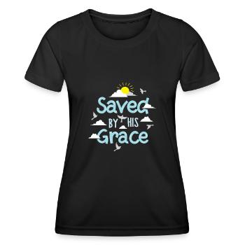 Sauvé par sa grâce - T-shirt sport Femme - noir - Devant - AI Model Female 172 light (172cm)