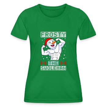 Frosty the Swoleman Bodybuilder Bonhomme de neige - T-shirt sport Femme - vert - Devant - AI Model Female 172 dark (172cm)