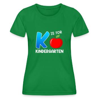 Kinder K signifie Kindergarten - T-shirt sport Femme - vert - Devant - AI Model Female 172 dark (172cm)