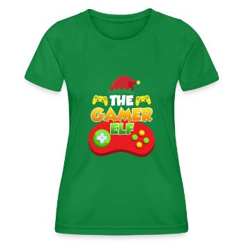 The Gamer Elf Gaming - Women's Functional T-Shirt - kelly green - Front - AI Model Female 172 dark (172cm)