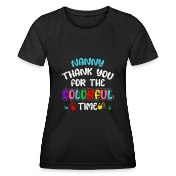 Merci beaucoup pour le temps coloré Merci assistante maternelle - T-shirt sport Femme - noir - Devant - AI Model Female 172 light (172cm)
