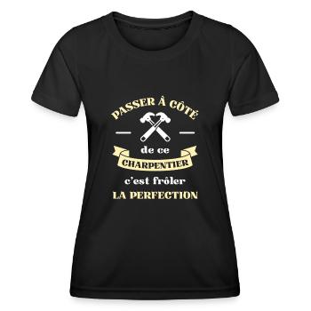 perfection charpentier homme humour charpenterie - T-shirt sport Femme - noir - Devant - AI Model Female 172 light (172cm)