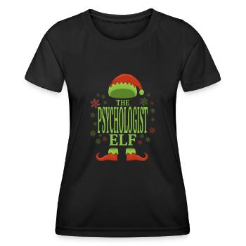 Psychologe Weihnachtself - Frauen Funktions-T-Shirt - Schwarz - Vorne - AI Model Female 172 light (172cm)
