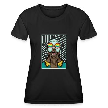 Gay pride - T-shirt sport Femme - noir - Devant - AI Model Female 172 light (172cm)