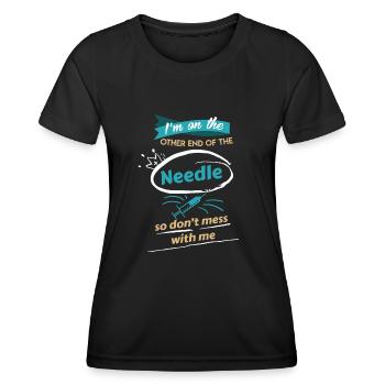 Ne plaisante pas avec moi Infirmière - T-shirt sport Femme - noir - Devant - AI Model Female 172 light (172cm)