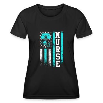 États-Unis Infirmière infirmière Infirmière Infirmière - T-shirt sport Femme - noir - Devant - AI Model Female 172 light (172cm)