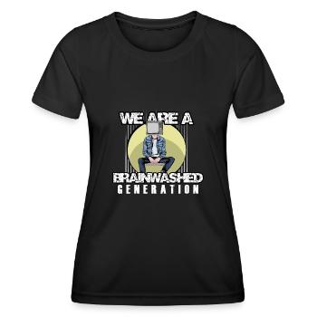 We Are A Brainwashed Generation - Frauen Funktions-T-Shirt - Schwarz - Vorne - AI Model Female 172 light (172cm)