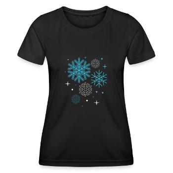 Floçons de neige, saison d'hiver, vacances - T-shirt sport Femme - noir - Devant - AI Model Female 172 light (172cm)