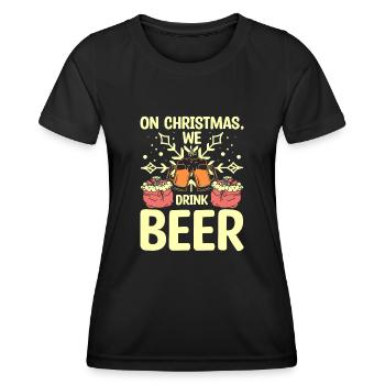 On christmas we drink beer - Frauen Funktions-T-Shirt - Schwarz - Vorne - AI Model Female 172 light (172cm)