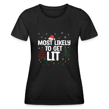 Christmas Quote, Funny Christmas Quote - Women's Functional T-Shirt - black - Front - AI Model Female 172 light (172cm)