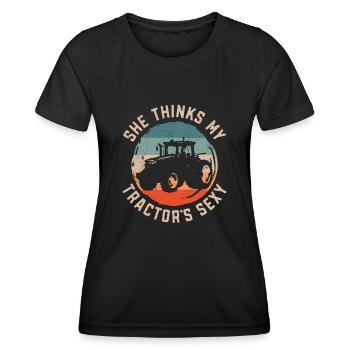 Farming Farmer Tractor Vintage - Frauen Funktions-T-Shirt - Schwarz - Vorne - AI Model Female 172 light (172cm)
