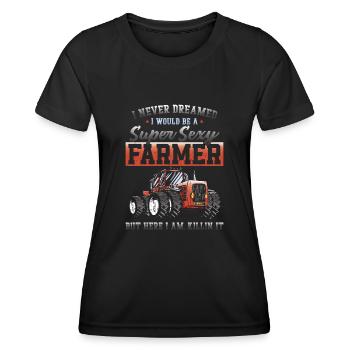 Farming Farmer Vintage Tractor I - Women's Functional T-Shirt - black - Front - AI Model Female 172 light (172cm)