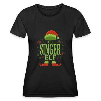 Chanteur elfe de Noël - T-shirt sport Femme - noir - Devant - AI Model Female 172 light (172cm)