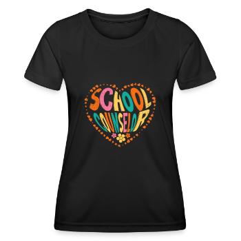 School accompaniment with heart School companion - Women's Functional T-Shirt - black - Front - AI Model Female 172 light (172cm)
