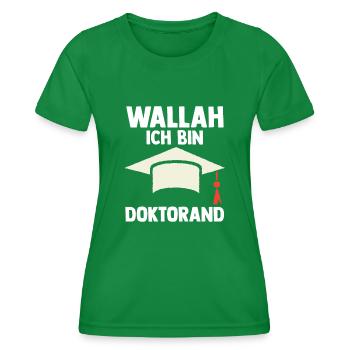 Doktor Abschluss Doktorand Promotion Doktortitel - Frauen Funktions-T-Shirt - Kelly Green - Vorne - AI Model Female 172 dark (172cm)