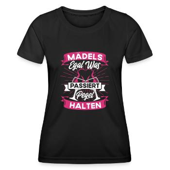 Mädels Egal Was Passiert Pegel Halten - Frauen Funktions-T-Shirt - Schwarz - Vorne - AI Model Female 172 light (172cm)