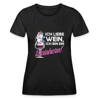 Ich Liebe Wein Ich Bin ein Einhorn - Frauen Funktions-T-Shirt - Schwarz - Vorne - AI Model Female 172 light (172cm)