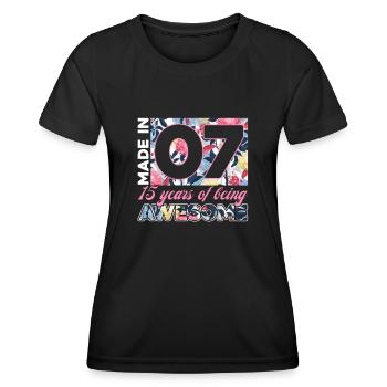 Made in 07 15 years of Being Awesome - Frauen Funktions-T-Shirt - Schwarz - Vorne - AI Model Female 172 light (172cm)