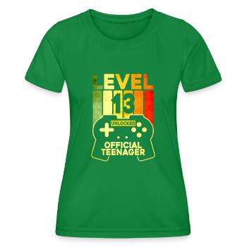 Level 13 Unlocked Official Teenager - Frauen Funktions-T-Shirt - Kelly Green - Vorne - AI Model Female 172 dark (172cm)