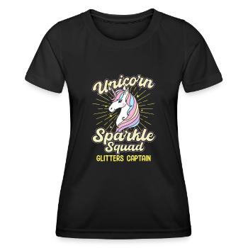 Unicorn Sparkle Squad Cutter Captain - Frauen Funktions-T-Shirt - Schwarz - Vorne - AI Model Female 172 light (172cm)