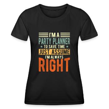 Planificateur de fête - T-shirt sport Femme - noir - Devant - AI Model Female 172 light (172cm)