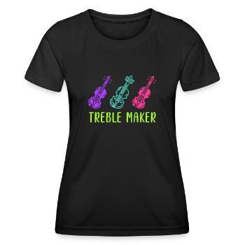 Treble clef treble soprano violin first violin - Women's Functional T-Shirt - black - Front - AI Model Female 172 light (172cm)