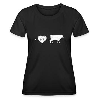 Cow Beef Heartbeat - Women's Functional T-Shirt - black - Front - AI Model Female 172 light (172cm)