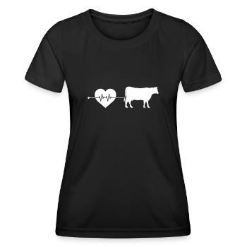 Cow Beef Heartbeat - Women's Functional T-Shirt - black - Front - AI Model Female 172 light (172cm)