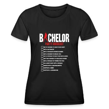 Bachelor party Checklist - Women's Functional T-Shirt - black - Front - AI Model Female 172 light (172cm)