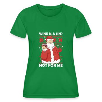 Wein ist eine Sünde nicht für mich Weihnachtsmann Weihnachten - Frauen Funktions-T-Shirt - Kelly Green - Vorne - AI Model Female 172 dark (172cm)