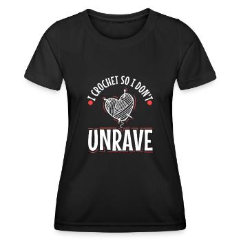 I crochet so I don't unravel - Women's Functional T-Shirt - black - Front - AI Model Female 172 light (172cm)