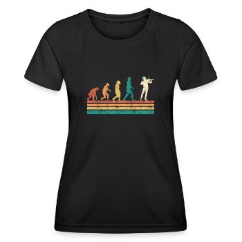 Musiker Evolution Klassische Musik Weg zur Geige - Frauen Funktions-T-Shirt - Schwarz - Vorne - AI Model Female 172 light (172cm)