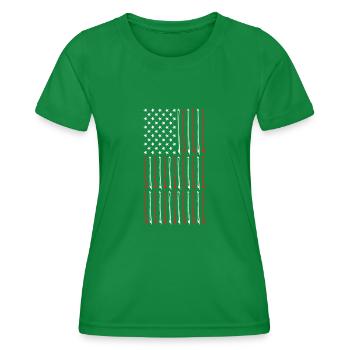 USA flag of bow and violin - Women's Functional T-Shirt - kelly green - Front - AI Model Female 172 dark (172cm)