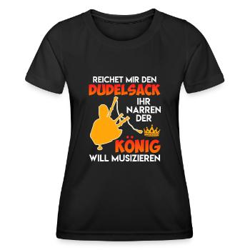 Der König will musizieren reicht mir den Dudelsack - Frauen Funktions-T-Shirt - Schwarz - Vorne - AI Model Female 172 light (172cm)