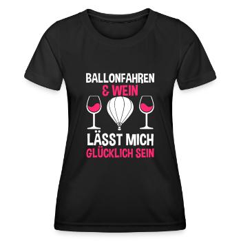 Ballonfahren Wein Luftfahrt Ballonfahrer Heißluftb - Frauen Funktions-T-Shirt - Schwarz - Vorne - AI Model Female 172 light (172cm)