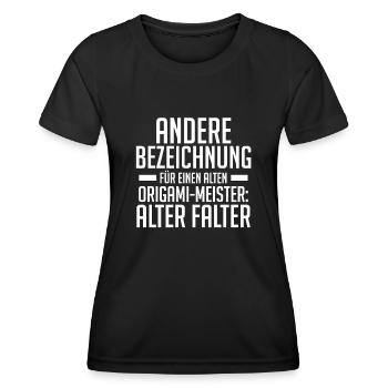 Andere Bezeichnung für Origami - Frauen Funktions-T-Shirt - Schwarz - Vorne - AI Model Female 172 light (172cm)