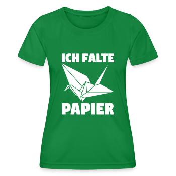 Ich falte Papier - Frauen Funktions-T-Shirt - Kelly Green - Vorne - AI Model Female 172 dark (172cm)