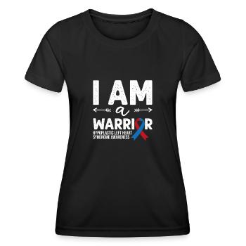 Je suis un guerrier, Ruban rouge et bleu HLHS Sensibilisation - T-shirt sport Femme - noir - Devant - AI Model Female 172 light (172cm)