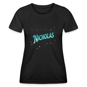 Nicholas' name personalized - Women's Functional T-Shirt - black - Front - AI Model Female 172 light (172cm)