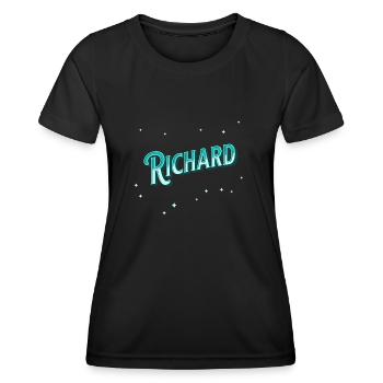 Richard Namen personalisiert - Frauen Funktions-T-Shirt - Schwarz - Vorne - AI Model Female 172 light (172cm)