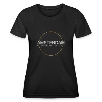 Amsterdam - T-shirt sport Femme - noir - Devant - AI Model Female 172 light (172cm)