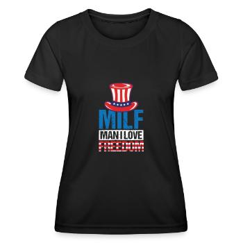 USA has Freedom Flag - Women's Functional T-Shirt - black - Front - AI Model Female 172 light (172cm)