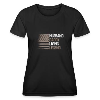 USA Flag Husband Daddy Living Legend - Frauen Funktions-T-Shirt - Schwarz - Vorne - AI Model Female 172 light (172cm)