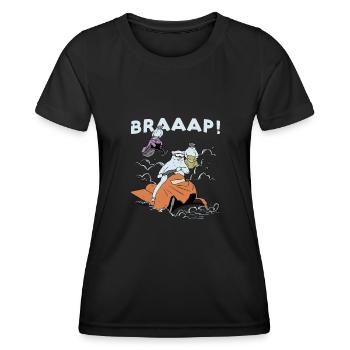 Eisbär fährt Schneemobil Braap Design - Frauen Funktions-T-Shirt - Schwarz - Vorne - AI Model Female 172 light (172cm)