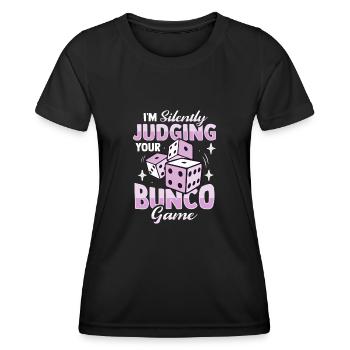 Siletly judging your bunco game Design for a Bun - Women's Functional T-Shirt - black - Front - AI Model Female 172 light (172cm)