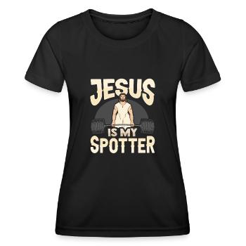 Jesus ist mein Spotter Design für Gott Gläubiger A - Frauen Funktions-T-Shirt - Schwarz - Vorne - AI Model Female 172 light (172cm)